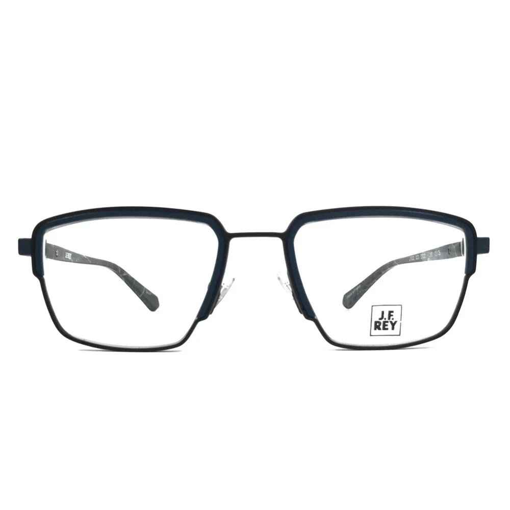 J. F. Rey Eyeglasses Frames JF3031 0022 Matte Black Blue White 52-20-145